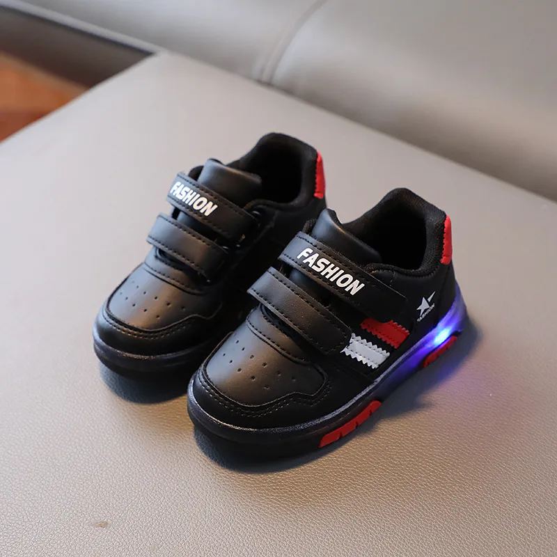 Toddler / Kid Letter Graphic Velcro LED Casual Shoes big image 2