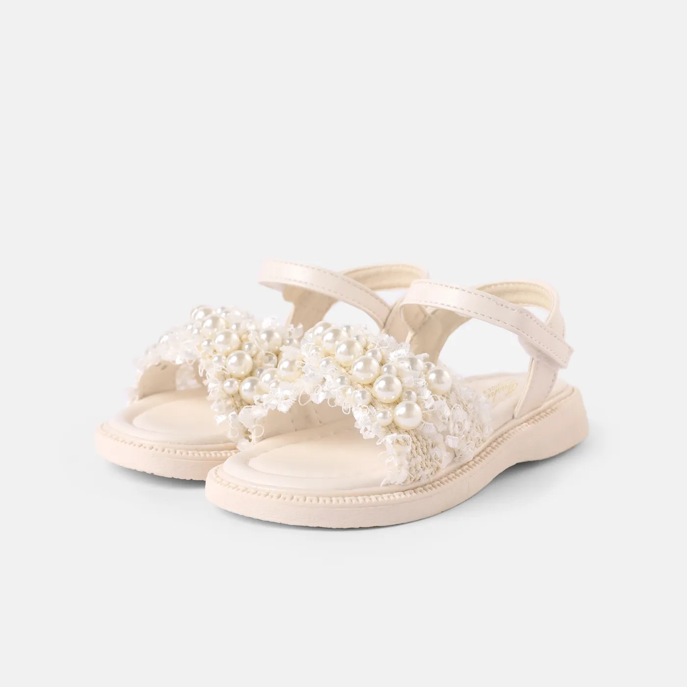 Toddler / Kid Faux Pearl Decor Sandals White image 5