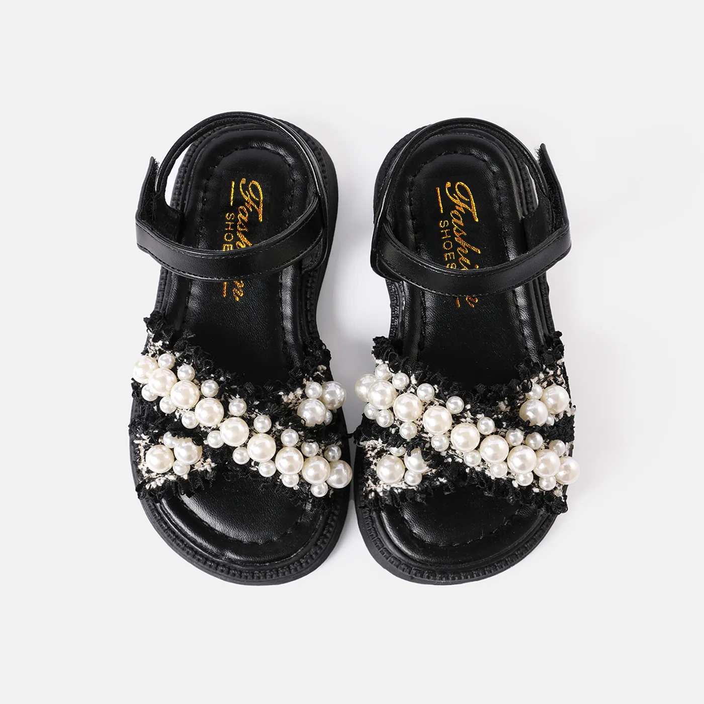 Toddler / Kid Faux Pearl Decor Sandals Black