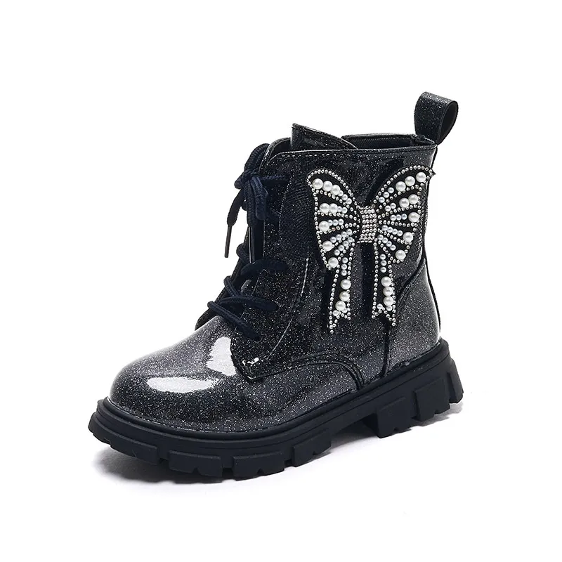 Criança Criança Menina Infantil Cor sólida Botas Preto image 6