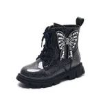  Toddler and Kids Beautiful Butterfly Decor Side Zipper Boots Black image 6