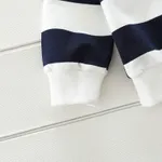 2-piece Toddler Boy Stripe Polo shirt and Grey Pants Set Dark Blue image 5