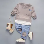 2 Stück Kleinkinder Jungen Unechter Zweiteiler Avantgardistisch Sweatshirt-Sets khaki