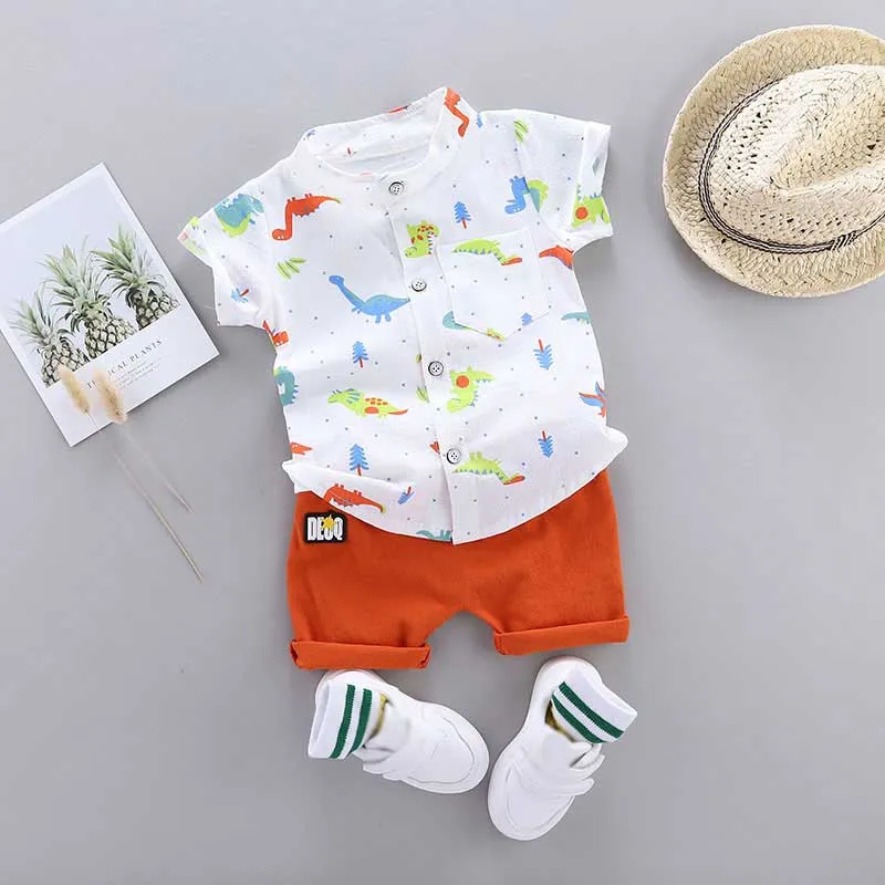 2 Stück Baby Jungen Dinosaurier Kindlich Kurzärmelig Baby-Sets  image 1