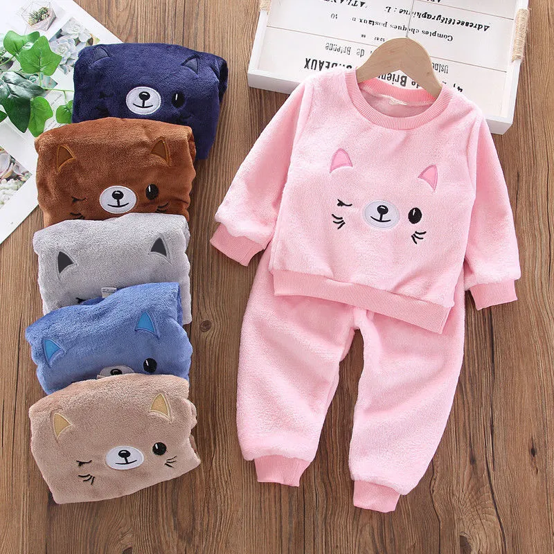 2pcs Baby Girl/Boy Animal Pattern Long Sleeve Set