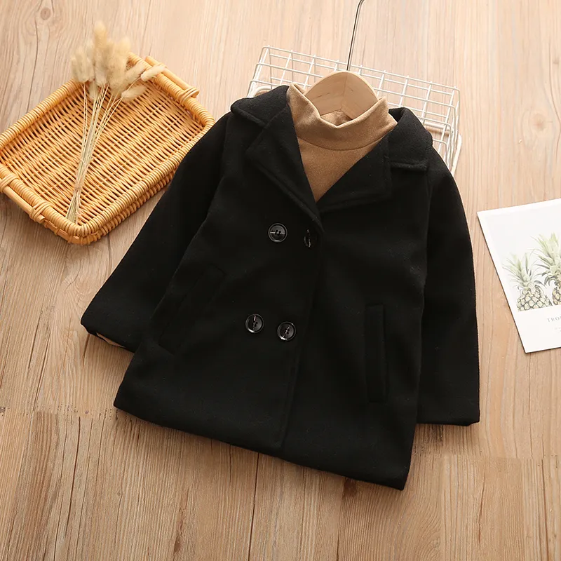 Toddler Girl/Boy Lapel Collar Double Breasted Coat  big image 1