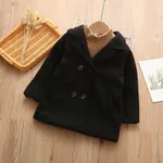 Toddler Girl/Boy Lapel Collar Double Breasted Coat Black