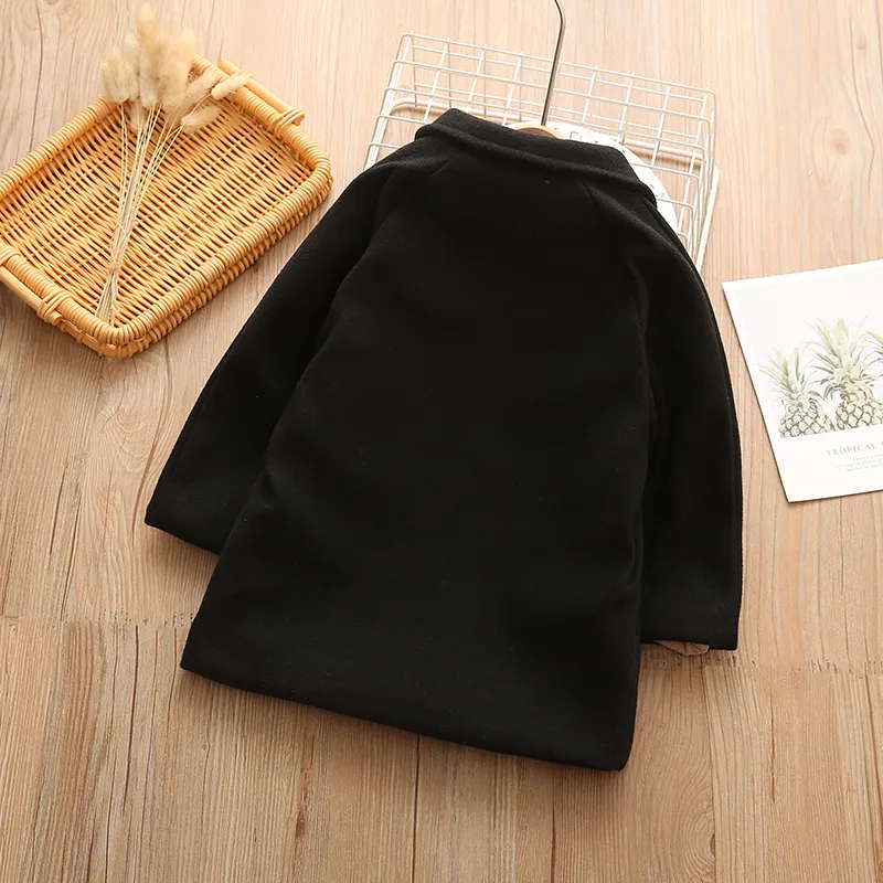 Toddler Girl/Boy Lapel Collar Double Breasted Coat Black image 4