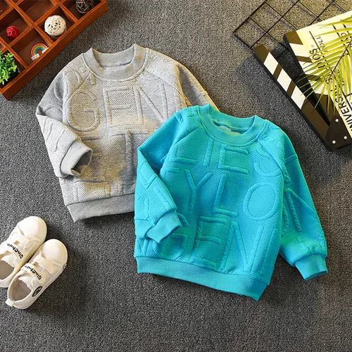 Toddler Boy/Girl Letter Textured Solid Pullover Sweatshirt