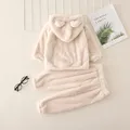 2-piece Toddler Girl/Boy Ear Design Fuzzy Hoodie Sweatshirt and Pants  image 2