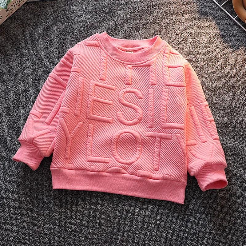 Toddler Boy/Girl Letter Textured Solid Pullover Sweatshirt Dark Pink big image 1