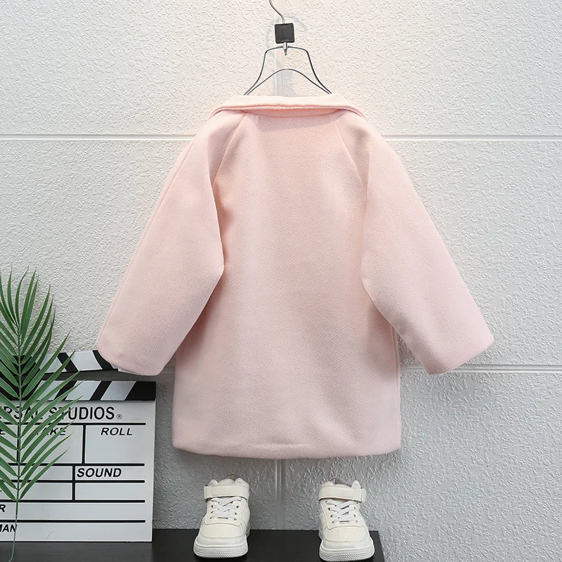 Toddler Girl/Boy Lapel Collar Double Breasted Coat Light Pink big image 1