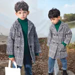 karierter zweireihiger Mantel für Kleinkinder Mädchen/Junge grau
