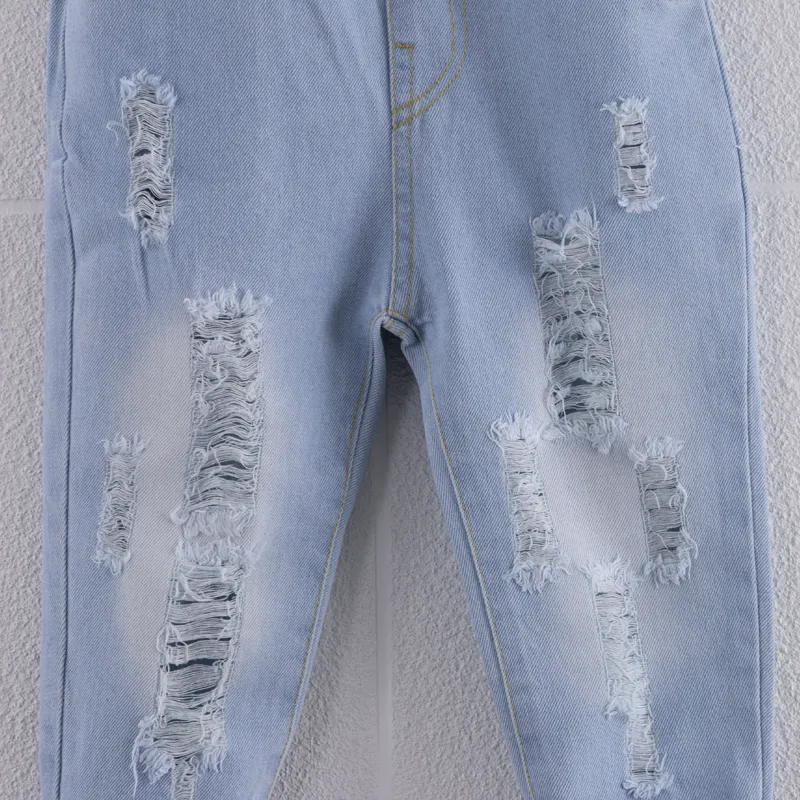 Baby / Toddler Fashion Ripped Loose Fit Denim Jeans  Blue big image 1