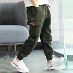 Kid Boy Casual Pocket Design Cotton Cargo Pants Army green