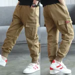 Kid Boy Casual Pocket Design Cotton Cargo Pants Khaki