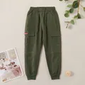pantaloni cargo in cotone con design tascabile casual da bambino  image 2