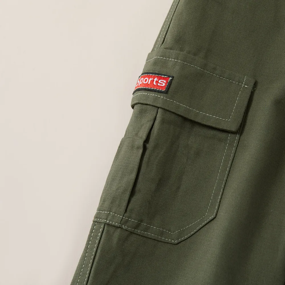 pantaloni cargo in cotone con design tascabile casual da bambino  big image 4