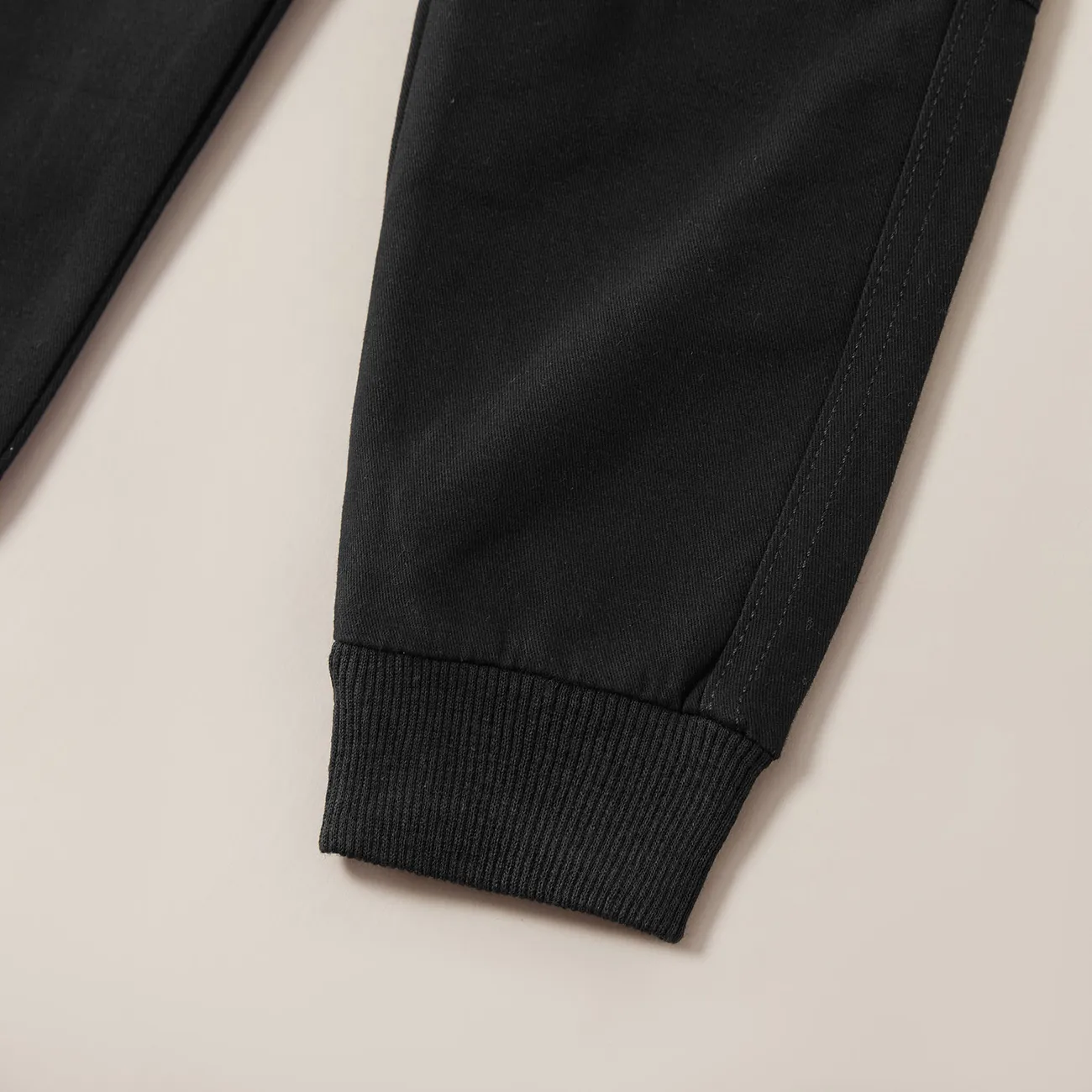 pantalon cargo en coton à poche décontractée pour garçon Noir big image 1