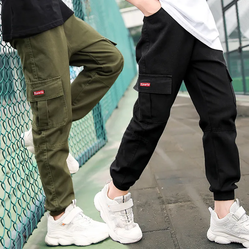 pantaloni cargo in cotone con design tascabile casual da bambino  big image 6