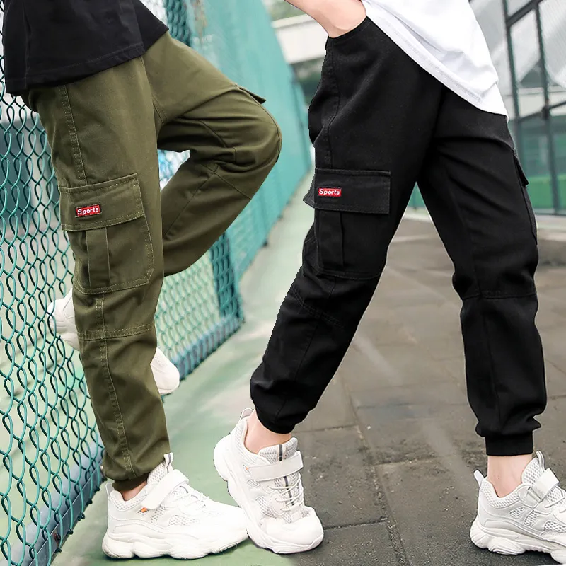 Kid Boy Casual Pocket Design Cotton Cargo Pants big image 6