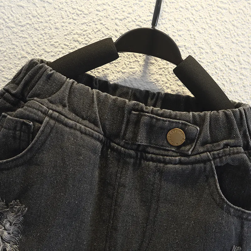 Baby / Toddler Fashion Ripped Loose Fit Denim Jeans  Black big image 1