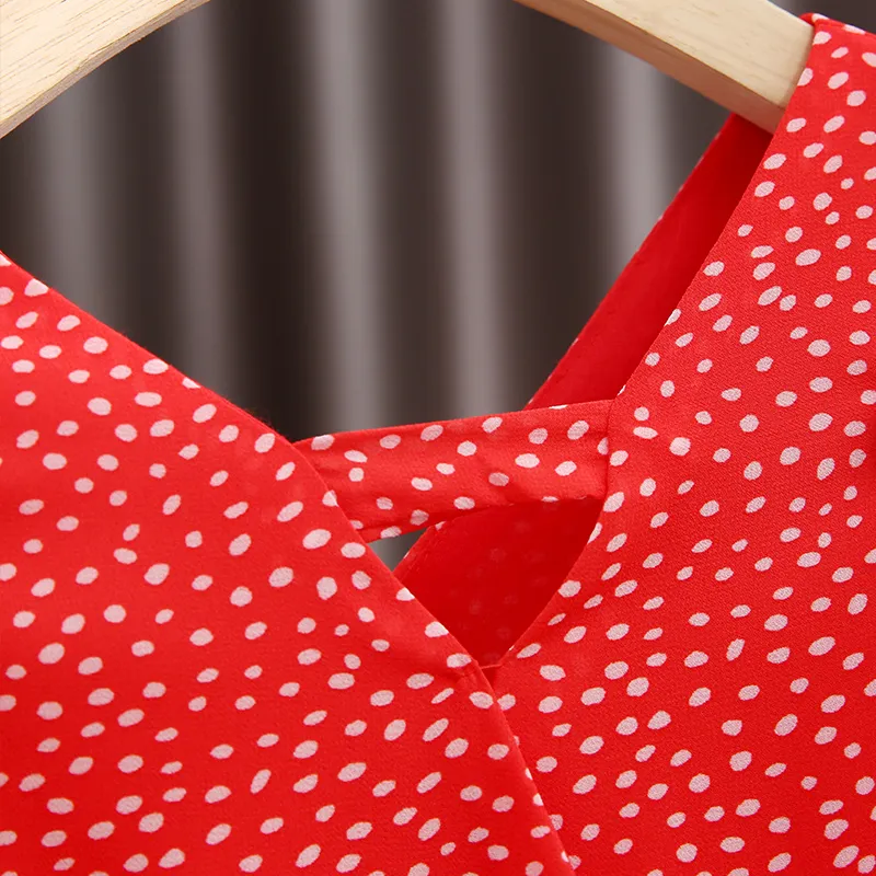 Toddler Girl Dots Pattern Belted Layered Tank Dress Red big image 1