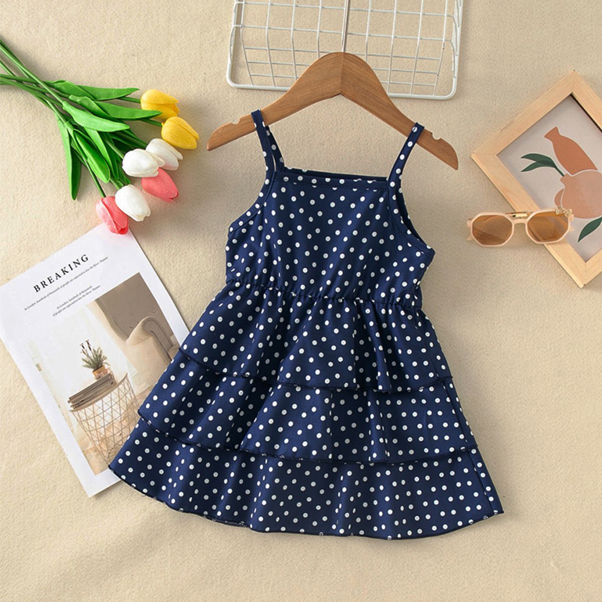 

Baby Girl Allover Polka Dots Print Slip Dress
