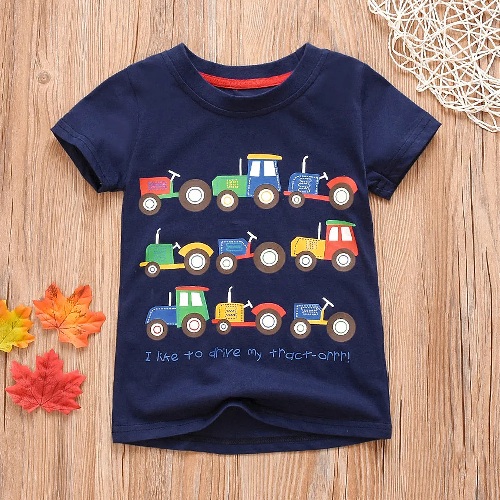 Lovely Tractors Print Short-sleeve Tee for Baby and Toddler Boys  image 3
