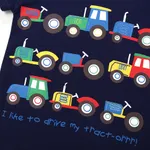 Lovely Tractors Print Short-sleeve Tee for Baby and Toddler Boys Blue image 6