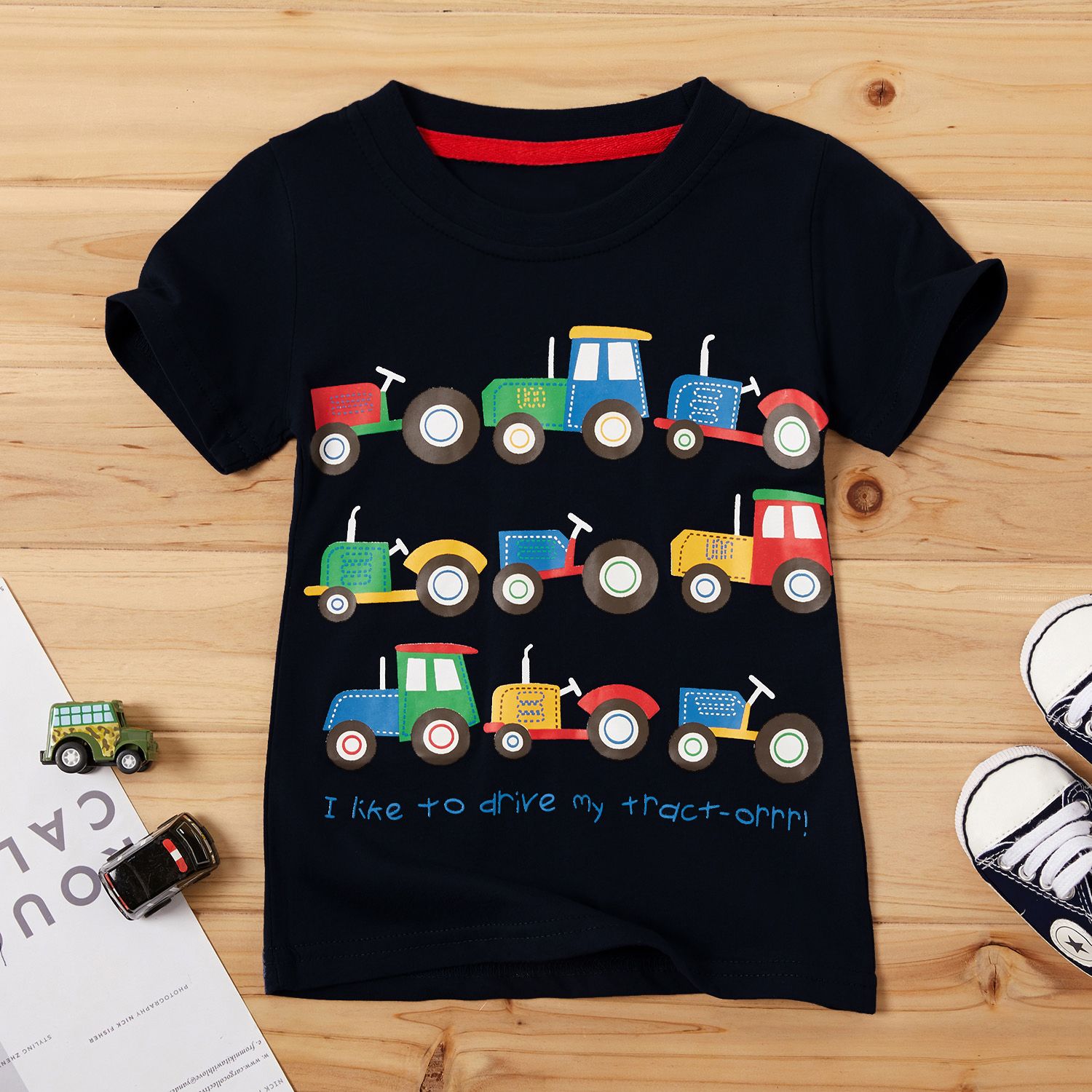 Lovely Tractors Print Short-sleeve Tee For Baby And Toddler Boys