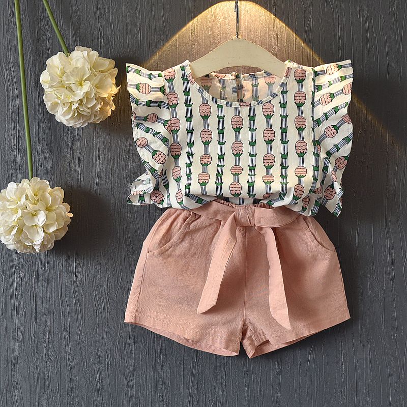 

Ruffle Pineapple Blouse and Shorts Set