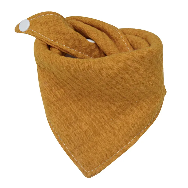 Soft Cotton Solid Color Baby Bibs Triangle Towel Feeding Drool Bibs Yellow big image 1