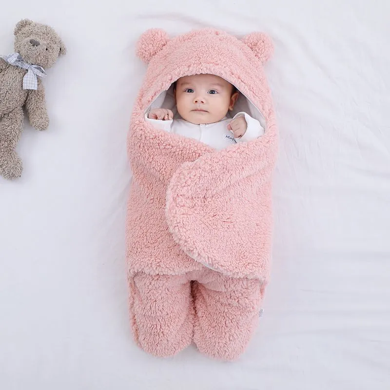 Pañales con capucha de algodón de invierno para bebés Rosa claro big image 1
