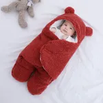 Baby Winter Cotton Plush Hooded Swaddles Red