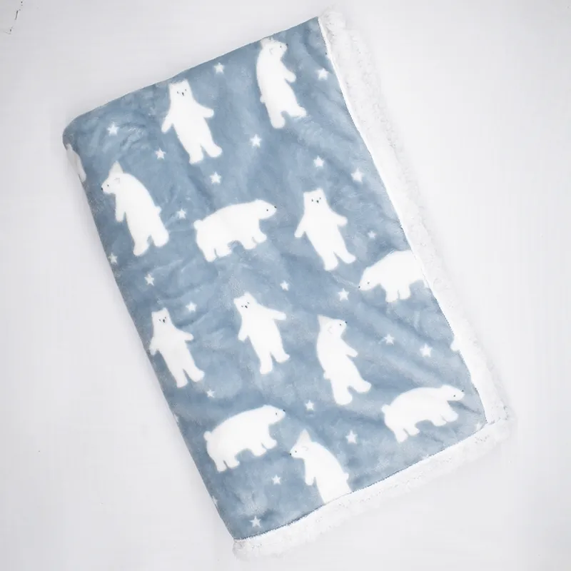 Polar Bear Print Fleece Blankets Home Bed Blanket Kids Bedding Baby Blanket for All Seasons  image 4