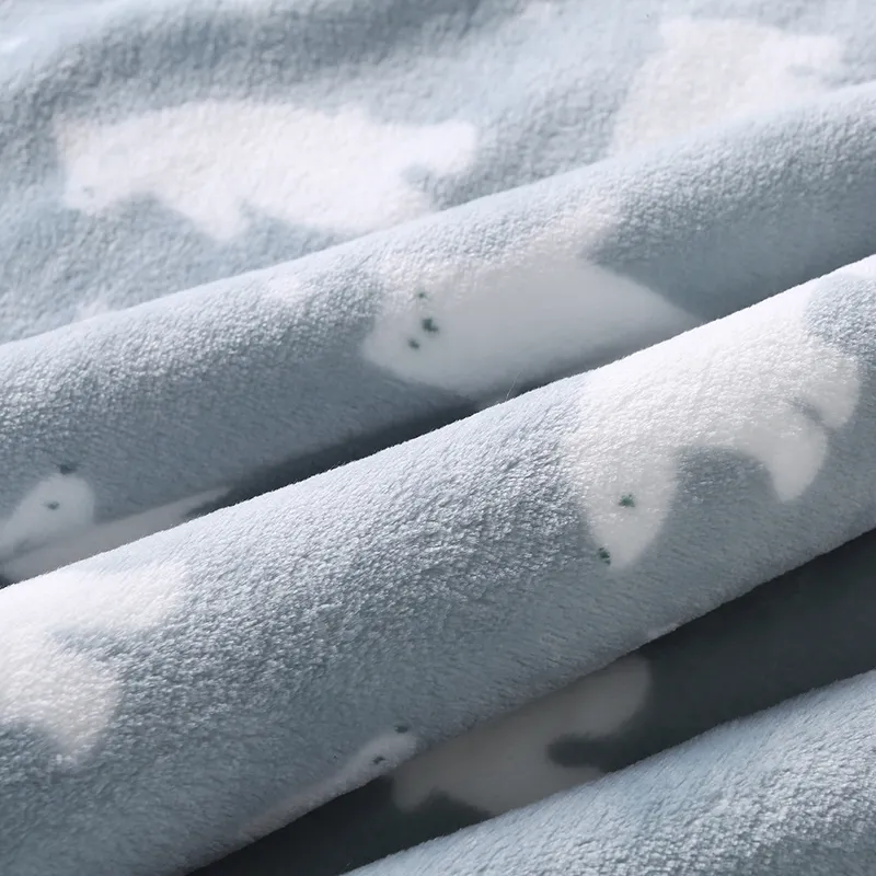 couvertures en molleton à imprimé ours polaire couverture de lit à la maison literie pour enfants couverture de bébé pour toutes les saisons Bleu Clair big image 1