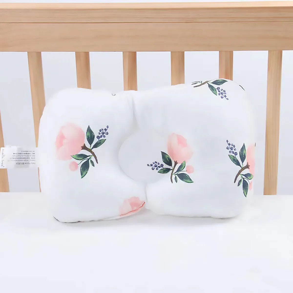 100% Cotton Baby Newborn Sleeping Pillow to Help Prevent and Treat Flat Head Syndrome Light Pink image 3
