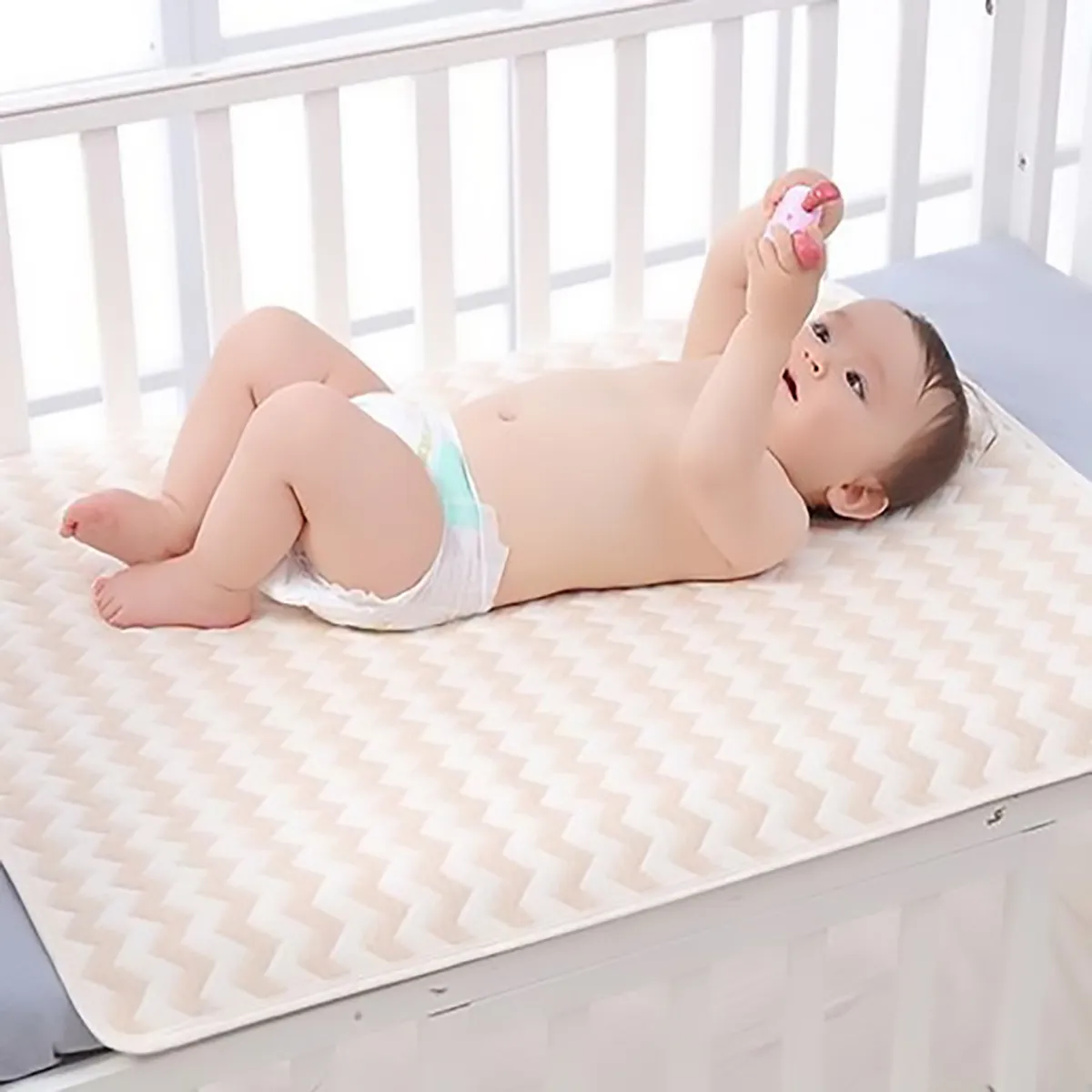 100% algodão fraldas de bebê à prova d'água almofada de troca de fraldas lavável reutilizável tapete de troca de fraldas recém-nascido Cor de Caqui image 3