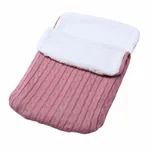 Newborn Baby Wrap Swaddle Blanket Thick Knit Warm Baby Bunting Bag Swaddle Sleeping Bag Sack for Stroller & Car Seat Dark Pink