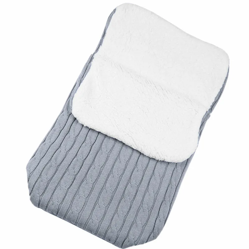 Newborn Baby Wrap Swaddle Blanket Thick Knit Warm Baby Bunting Bag Swaddle Sleeping Bag Sack for Stroller & Car Seat Grey big image 1