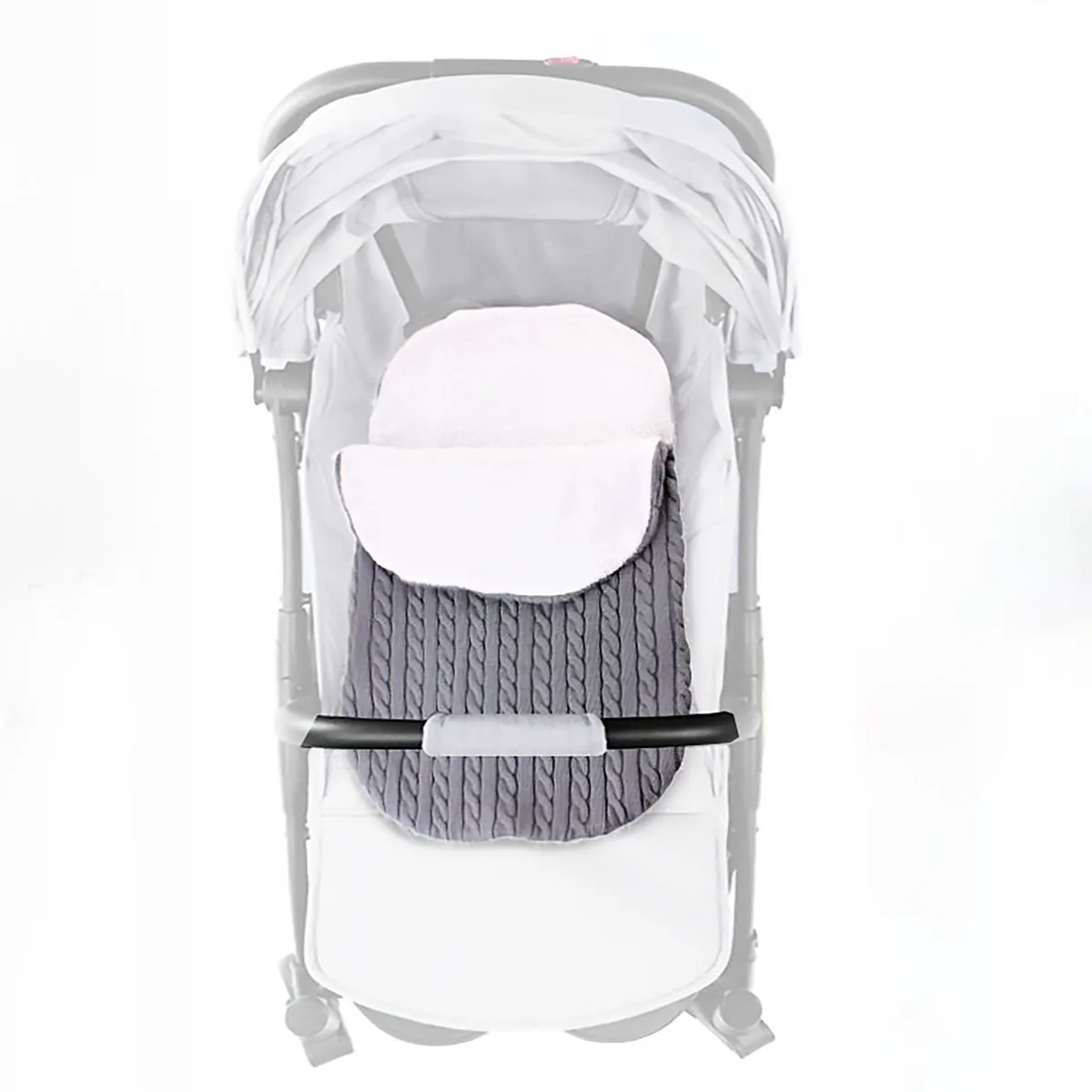 Wickeldecke für Neugeborene, dicker Strick, warmer Babywimpelsack, Wickelschlafsack, für Kinderwagen und Autositz grau big image 1