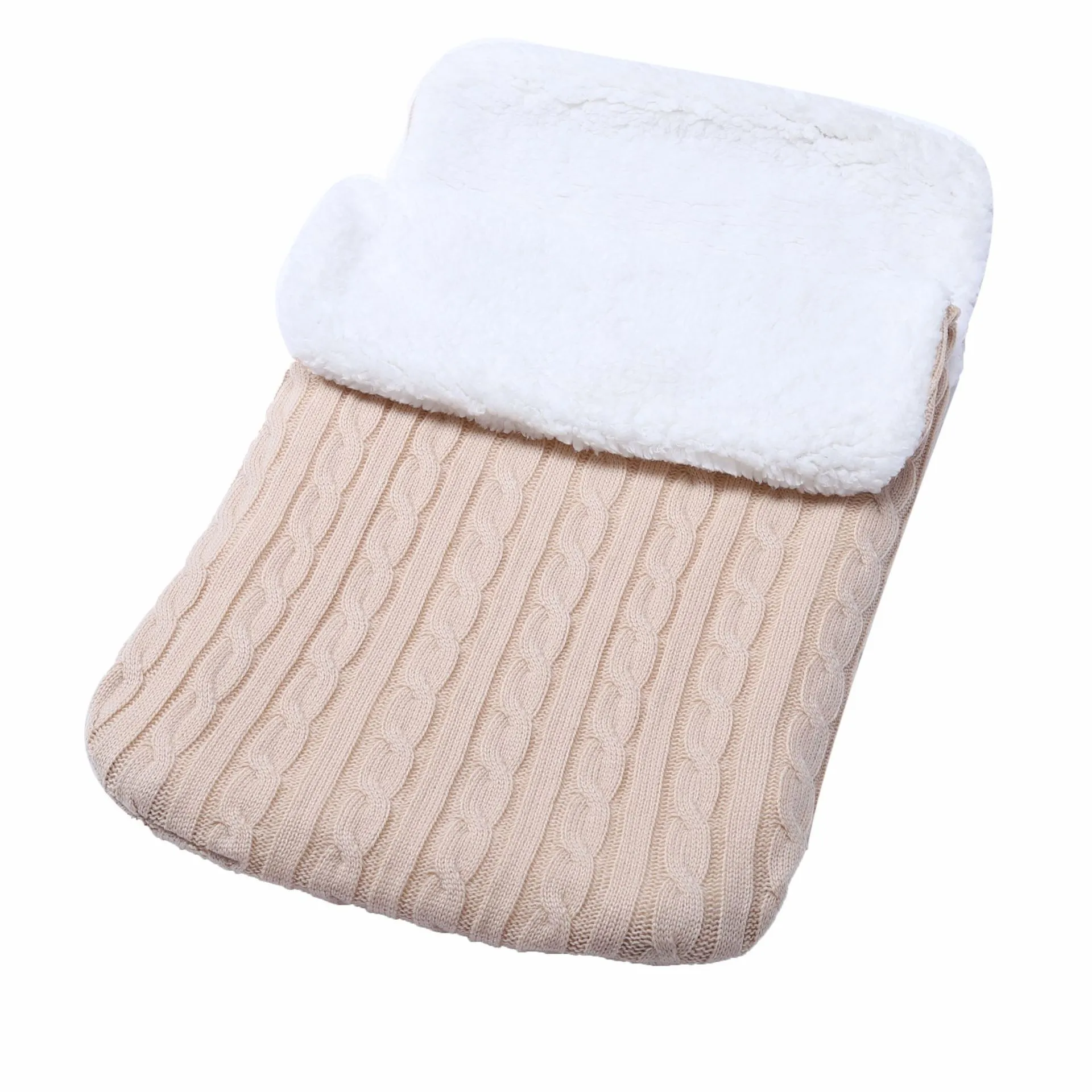 Newborn Baby Wrap Swaddle Blanket Thick Knit Warm Baby Bunting Bag Swaddle Sleeping Bag Sack for Stroller & Car Seat Khaki