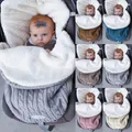 Newborn Baby Wrap Swaddle Blanket Thick Knit Warm Baby Bunting Bag Swaddle Sleeping Bag Sack for Stroller & Car Seat  image 3