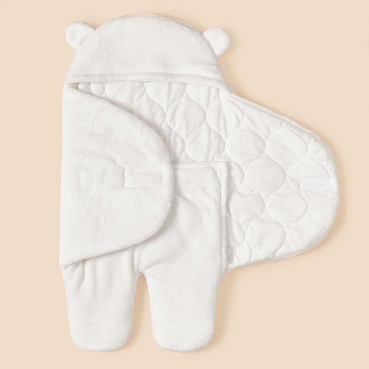 Baby Swaddling Blanket Solid Color Newborn Flannel 3D Ear Design Blanket Swaddle Wrap Sleeping Bag