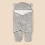 Newborn Baby Solid Color Swaddles with Flannel 3D Ear Design Grey