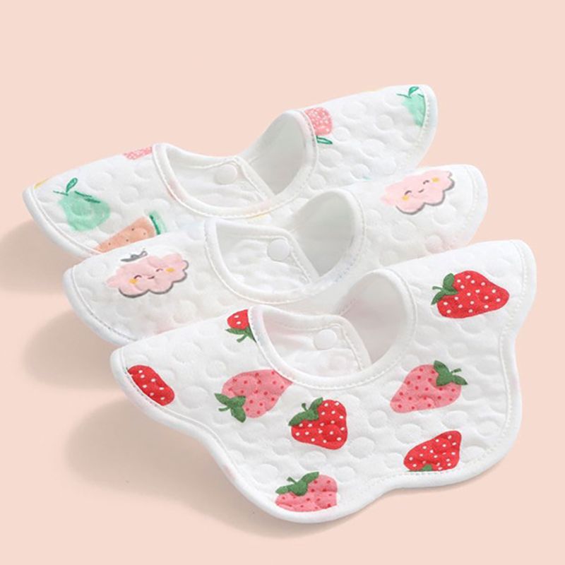 

3-pack 100% Cotton Baby Bibs 360° Rotating Muslin Cotton Infant Saliva Bibs Cute Baby Gauze Bibs