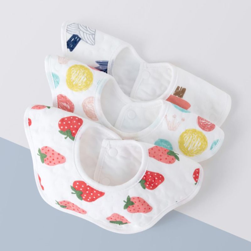 

3-pack 100% Cotton Baby Bibs 360° Rotating Muslin Cotton Infant Saliva Bibs Cute Baby Gauze Bibs