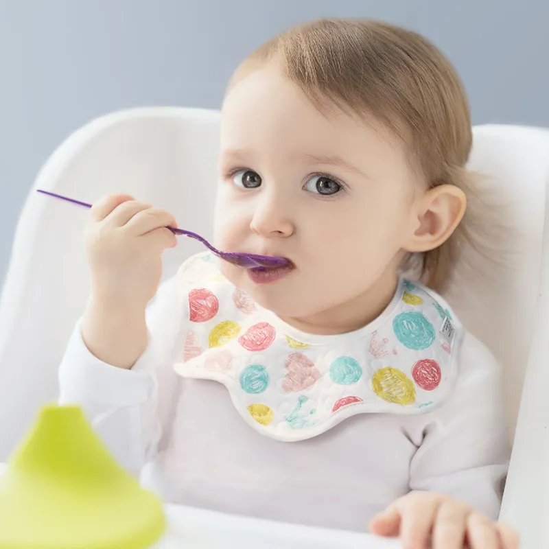 Pacote com 3 babadores de bebê 100% algodão 360 ° babadores de saliva de algodão de musselina giratórios lindos babadores de gaze para bebês Rosa image 3