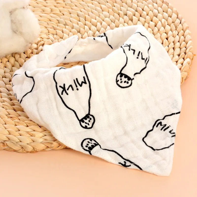3Pcs 100% Cotton Cartoon Print Snap Button Baby Bibs  image 2
